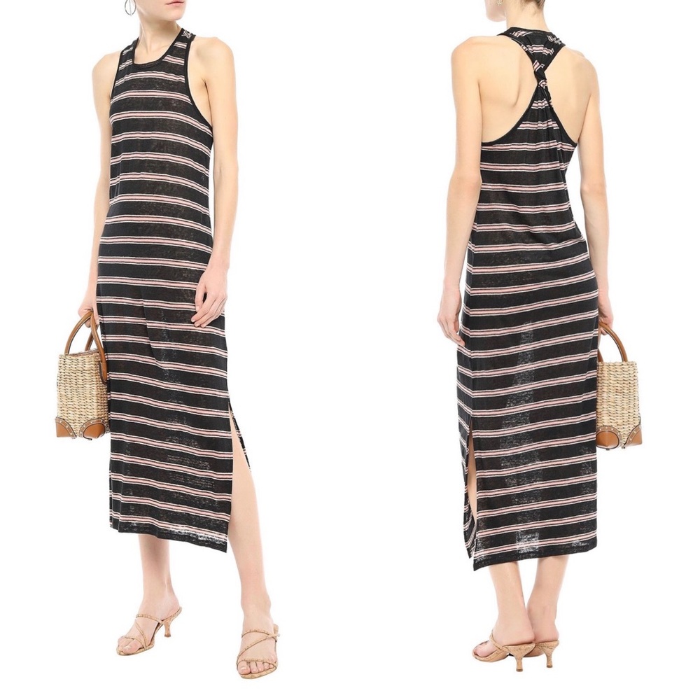 Joie Linen Brellen Striped Twist Back Maxi Dress Size Small NEW